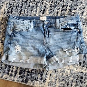 Kali high rise distressed tacked cuff shorts
